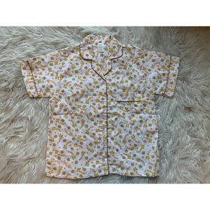 vintage Sheila Anne Floral patten sleep top Button Up retro EUC USA made